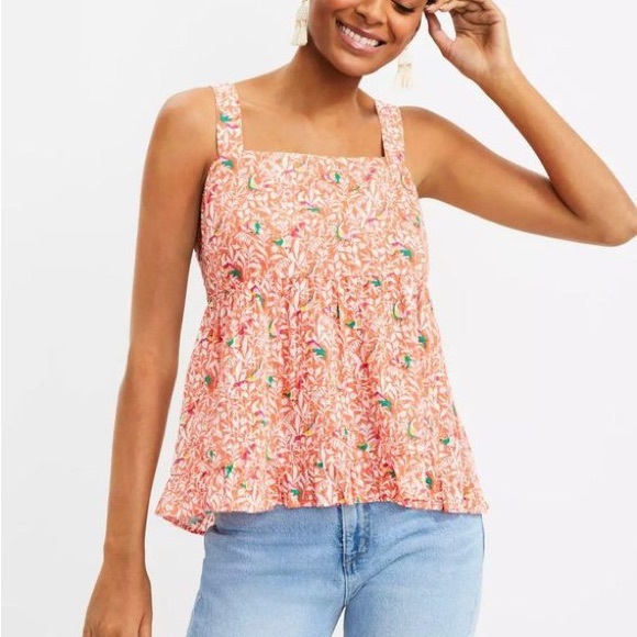 LOFT Tops - LOFT Bird Tie Back Peplum Cami Sz 2 Runs a Little Big ( Small )